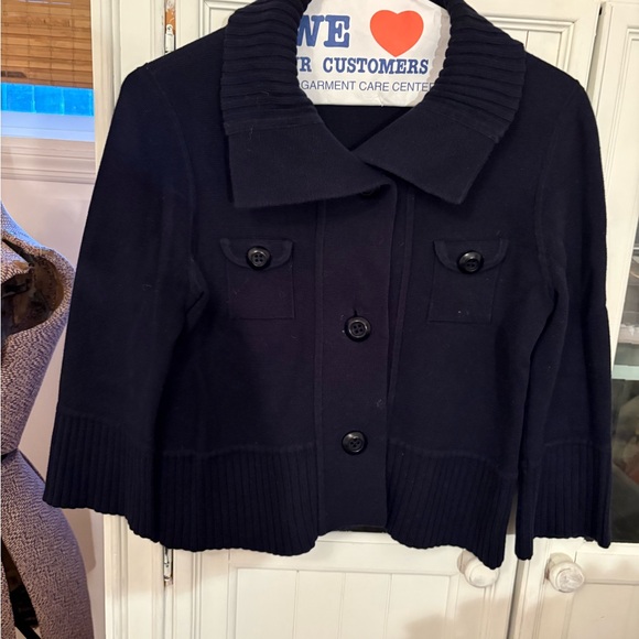 Women's Navy Button-Up Jacket - Picture 2 of 5